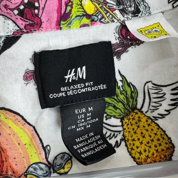 Hm Spongebob Relaxed Fit Button Up Vintage Shirt Size Medium - Picture 2 of 5